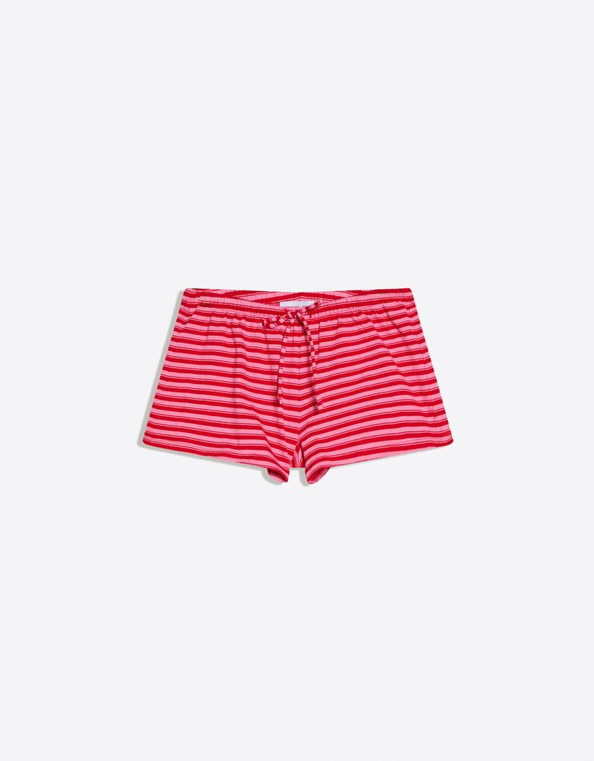 Plush shorts with elasticated waistband-Pink