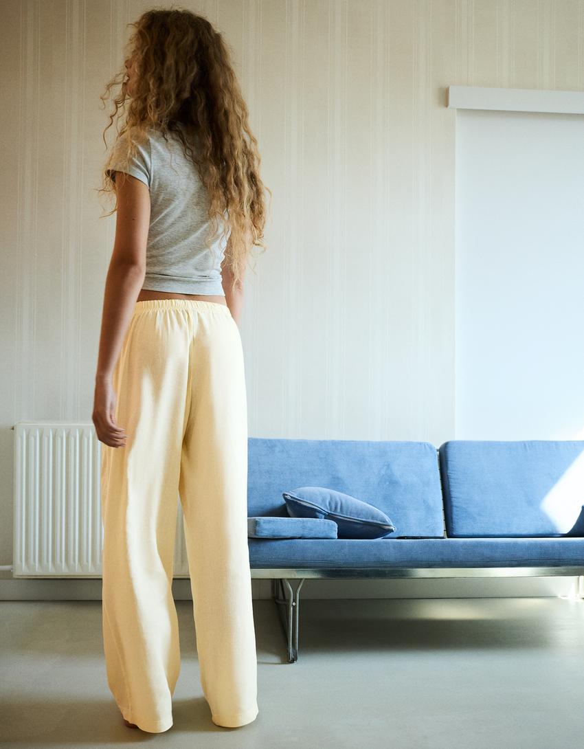 Pantalón goma cintura-Amarillo