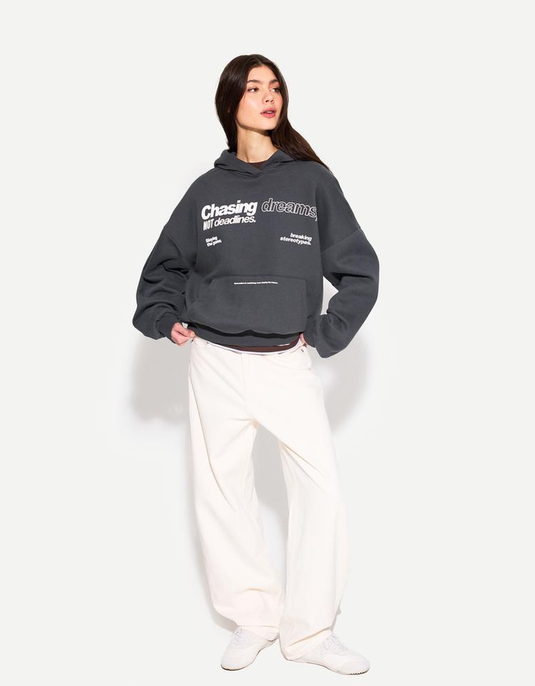 Desenli kapüşonlu sweatshirt