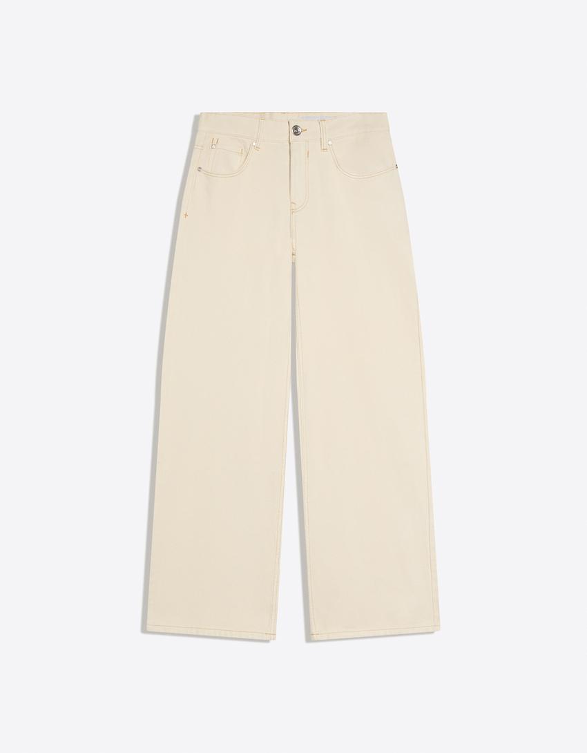 Jeans boyfriend tiro bajo-Crudo