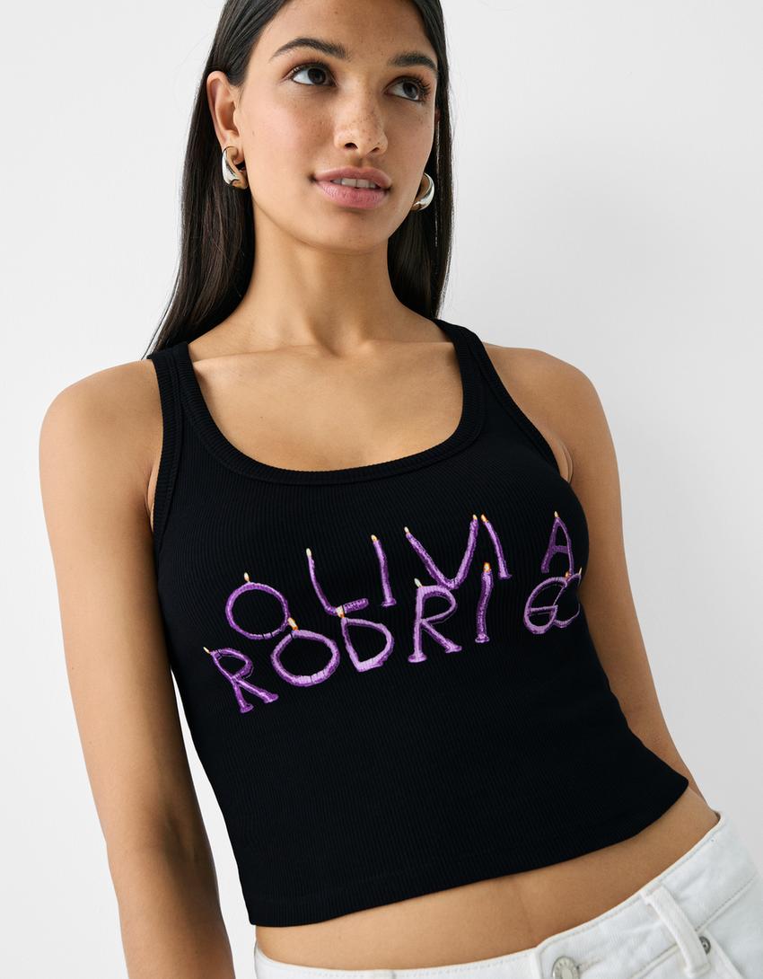 Top sans manches imprimé Olivia Rodrigo-Noir-2