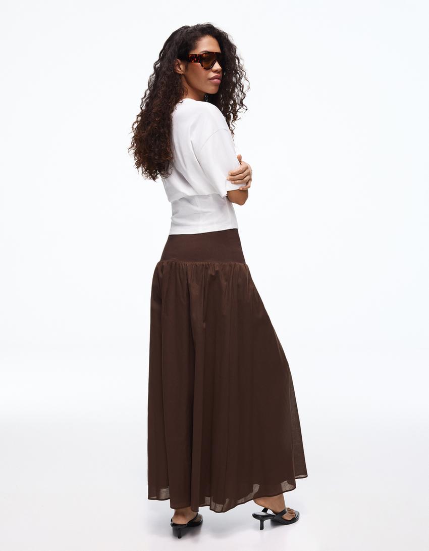 Rok midi-Cokelat