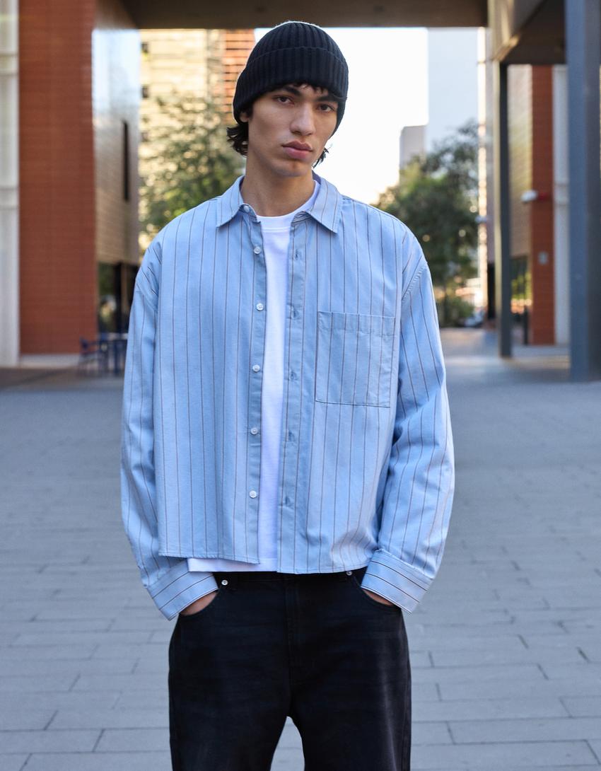 Camisa rayas print Hombre Bershka - Main Image