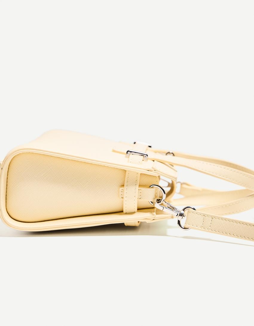 Borsa minaudiere in pelle saffiano-Giallo-2