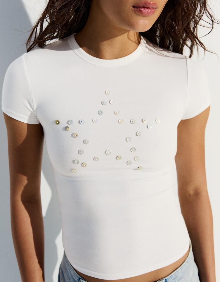 Short sleeve T-shirt-Cream