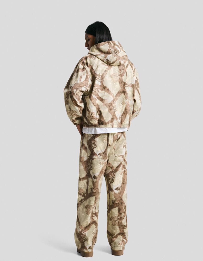 Denim jack met print-Groen