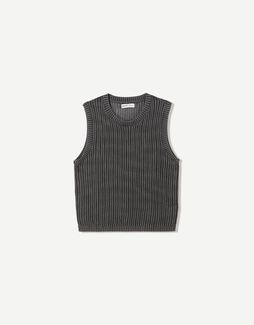 Gilet effetto slavato-Grigio-4