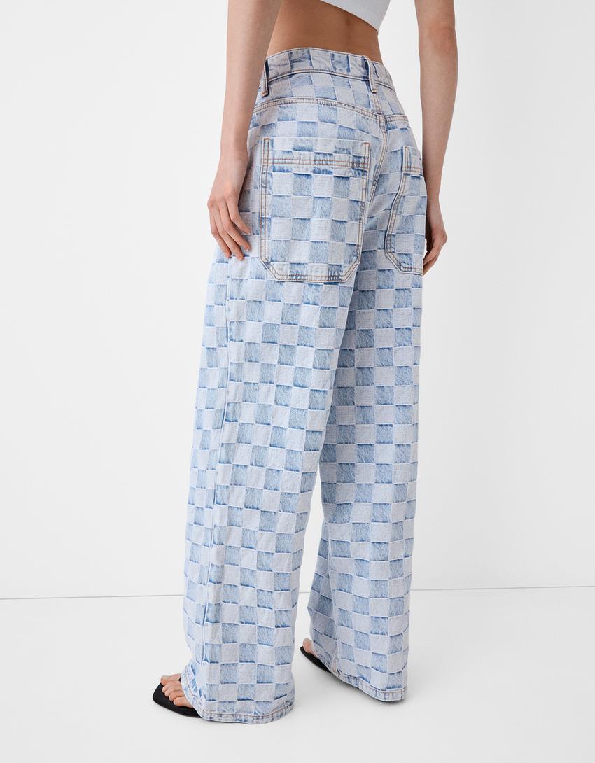 Jean super baggy jacquard-Bleu lavé-5