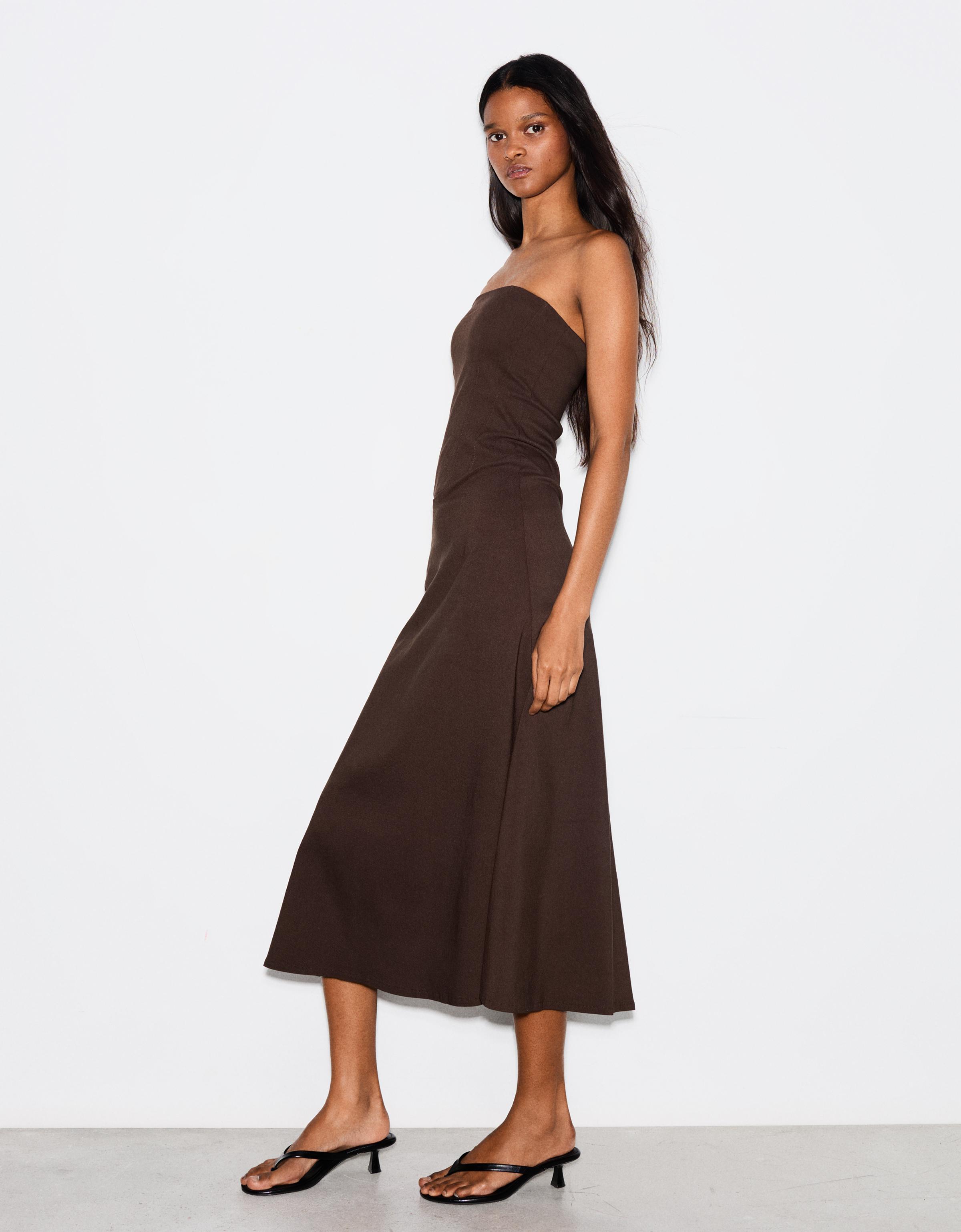 Bandeau midi dress — Brown