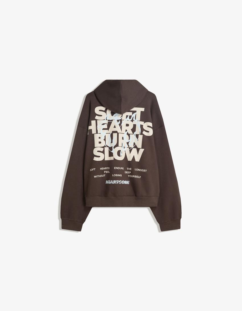 Kapuzen-Sweatshirt mit Print-Braun
