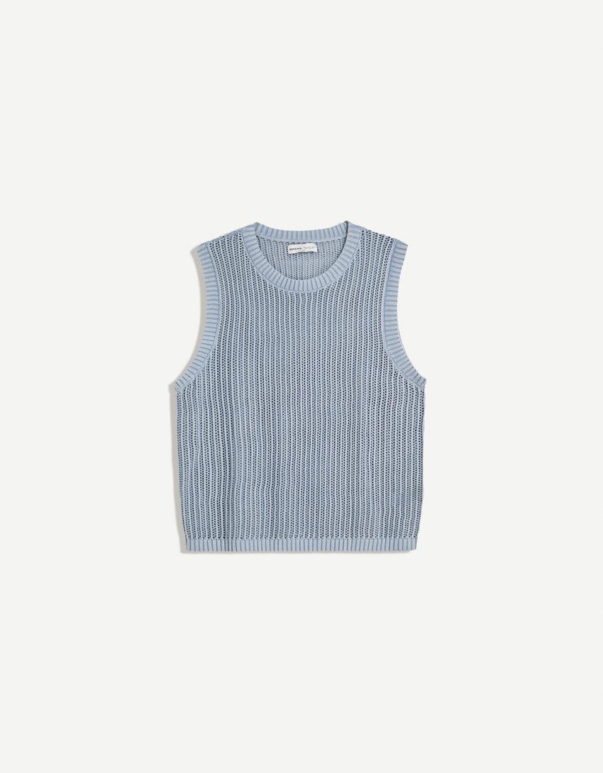 Gilet effetto slavato-Azzurro-0