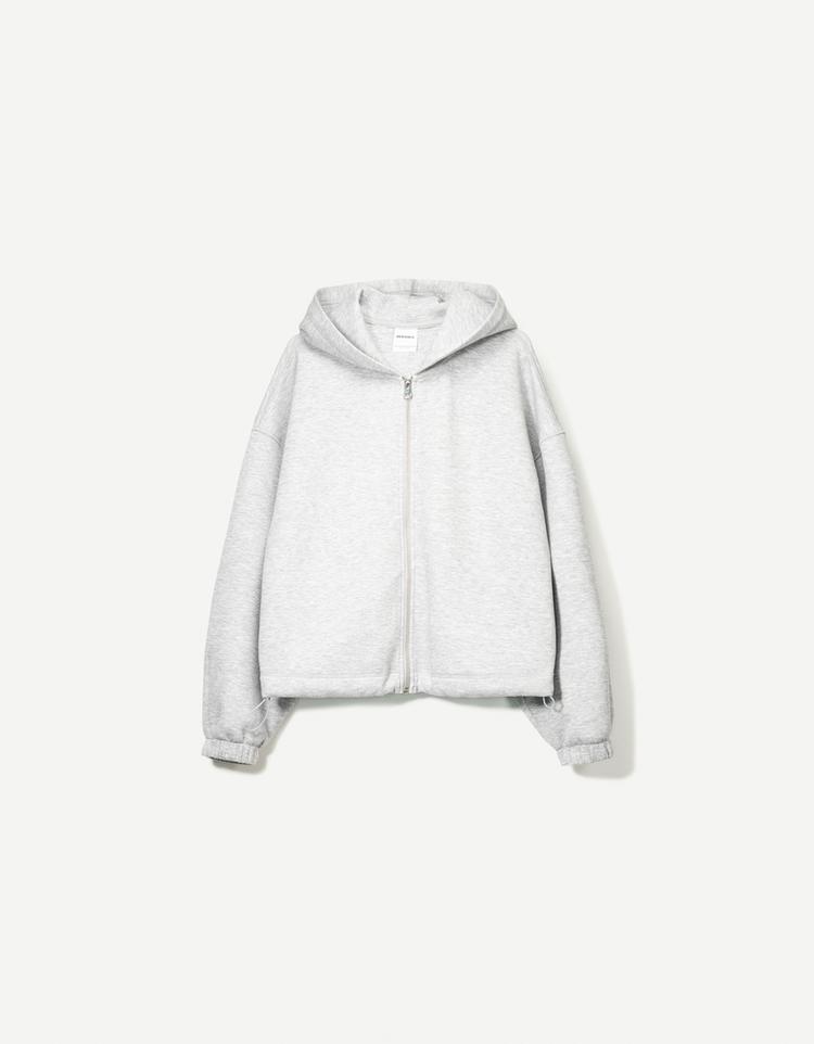 Oversize zip-up neoprene effect hoodie