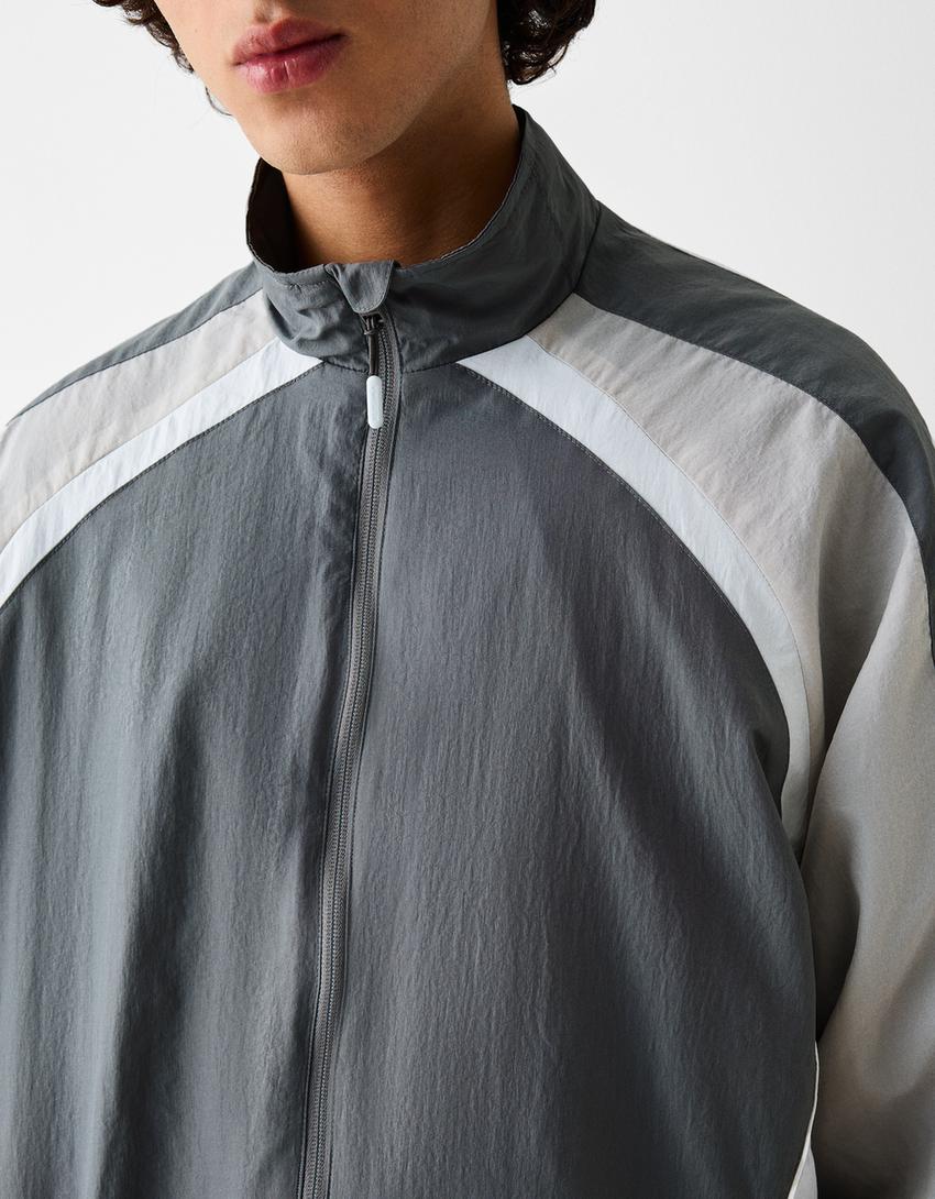 Blouson technique color block-Gris foncé-5