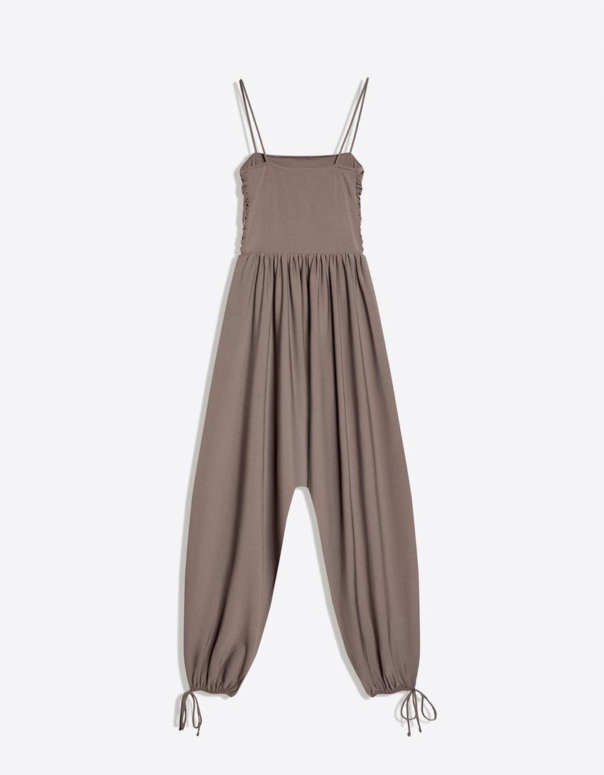 Strappy sarouel jumpsuit-Sand