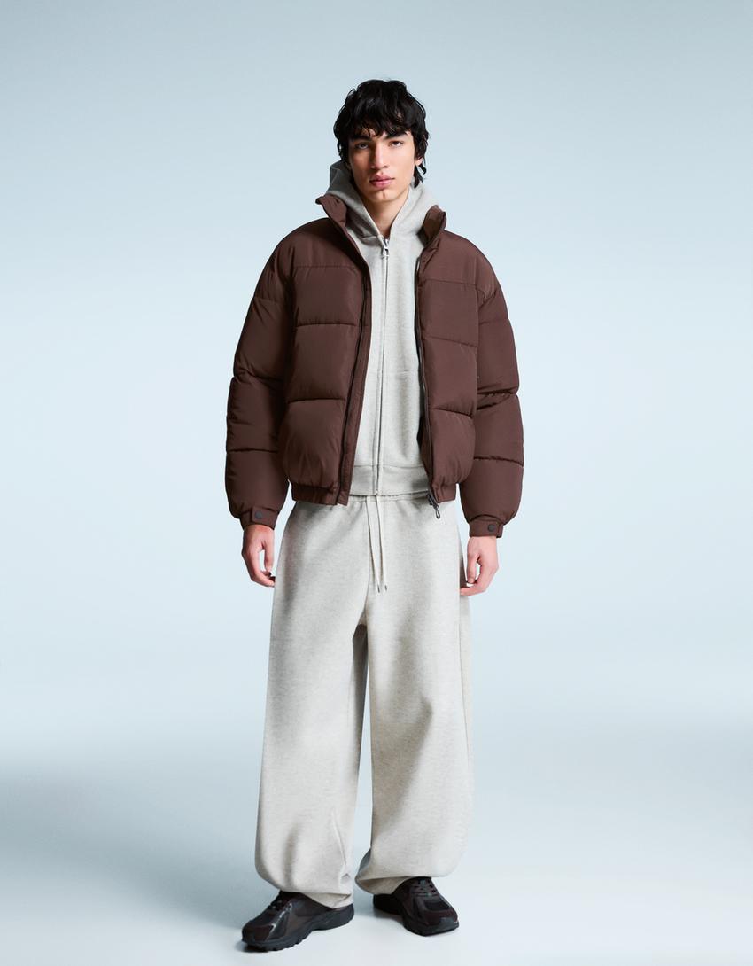 Technische puffy jas-Bruin