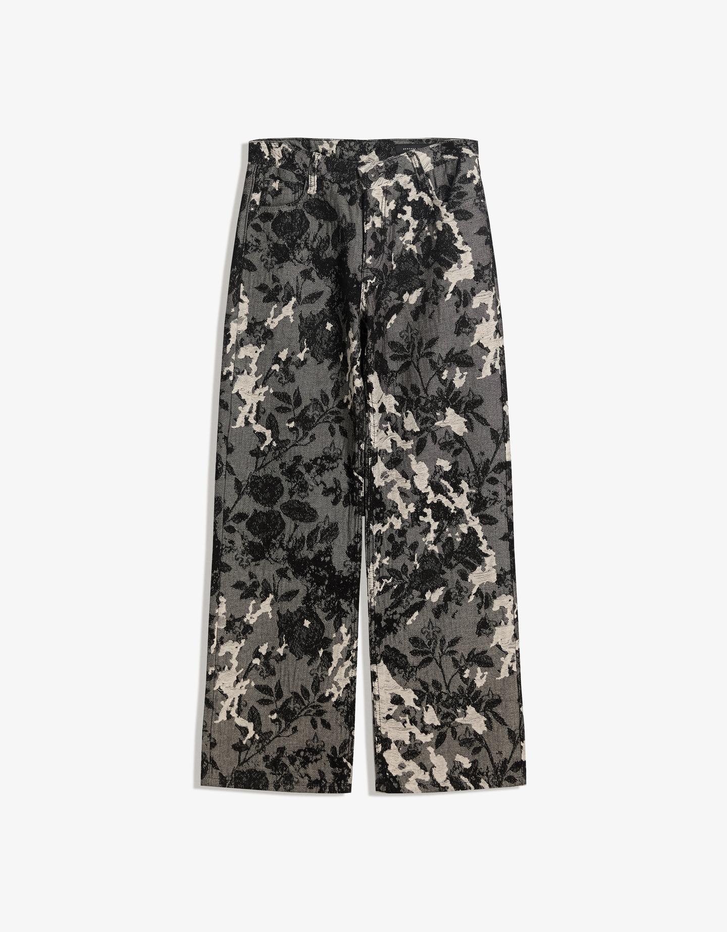 Bershka jeansy o kroju baggy z żakardowym nadrukiem czarny