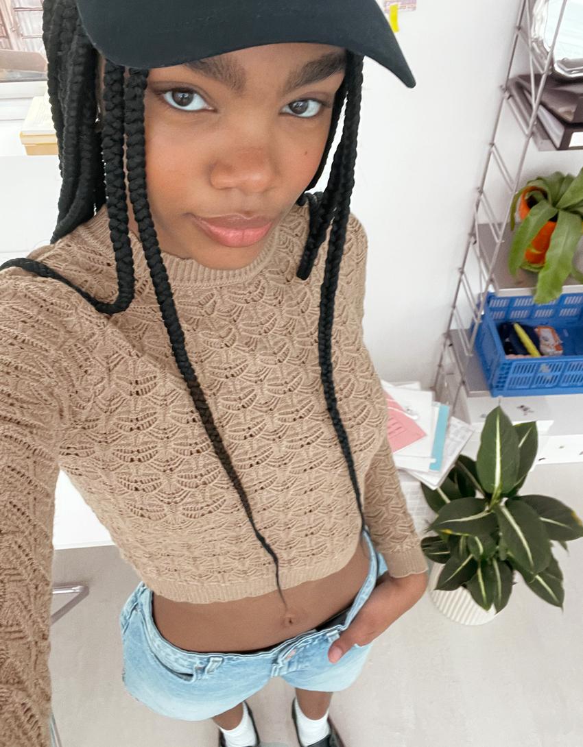 Pull cropped ajouré rustique-Taupe-1
