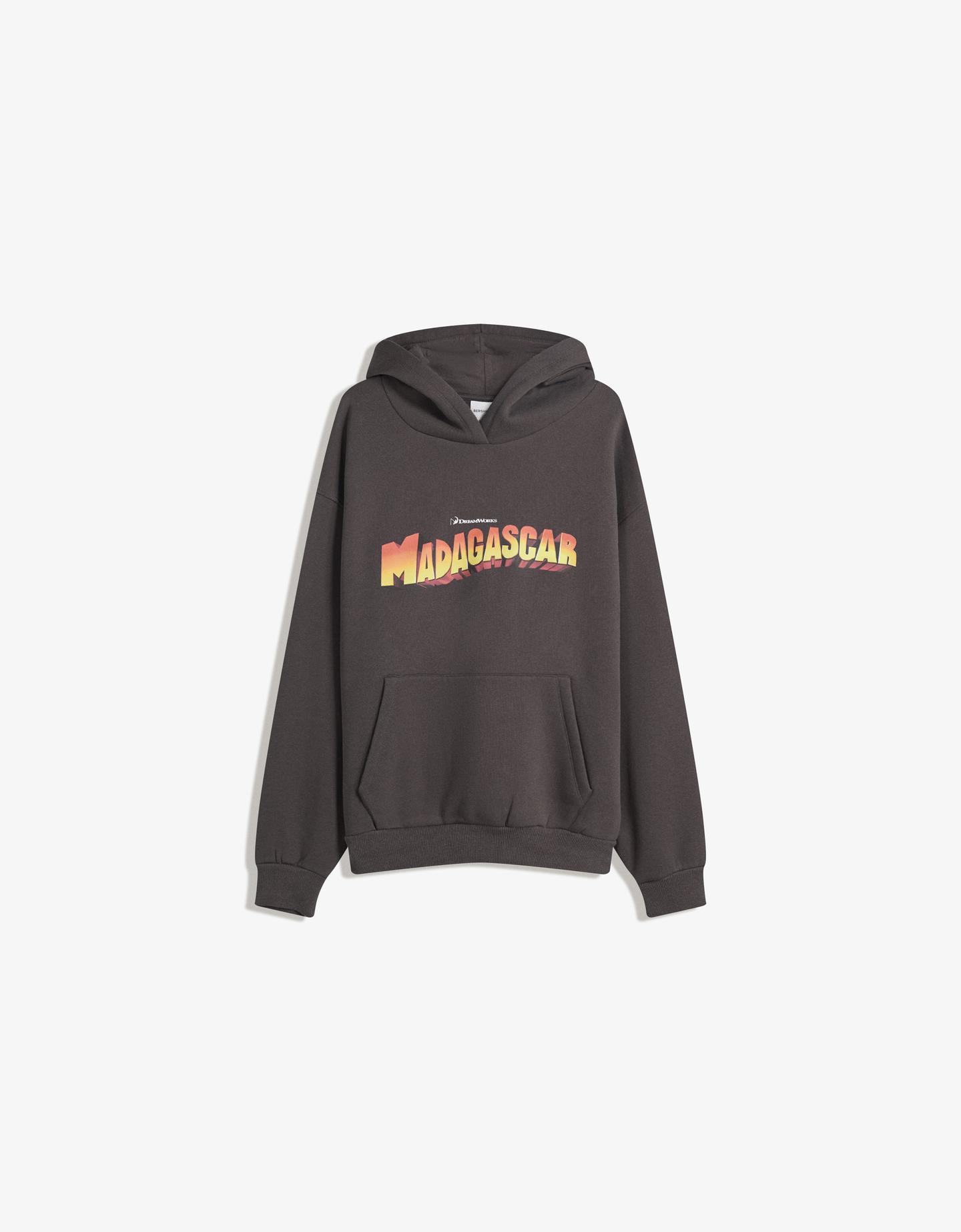 Bershka Jersey Madagascar Capucha Mujer Xxs Gris Oscuro