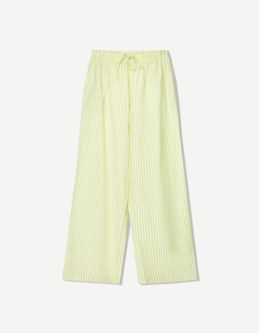 Wide-leg trousers-Lime-3