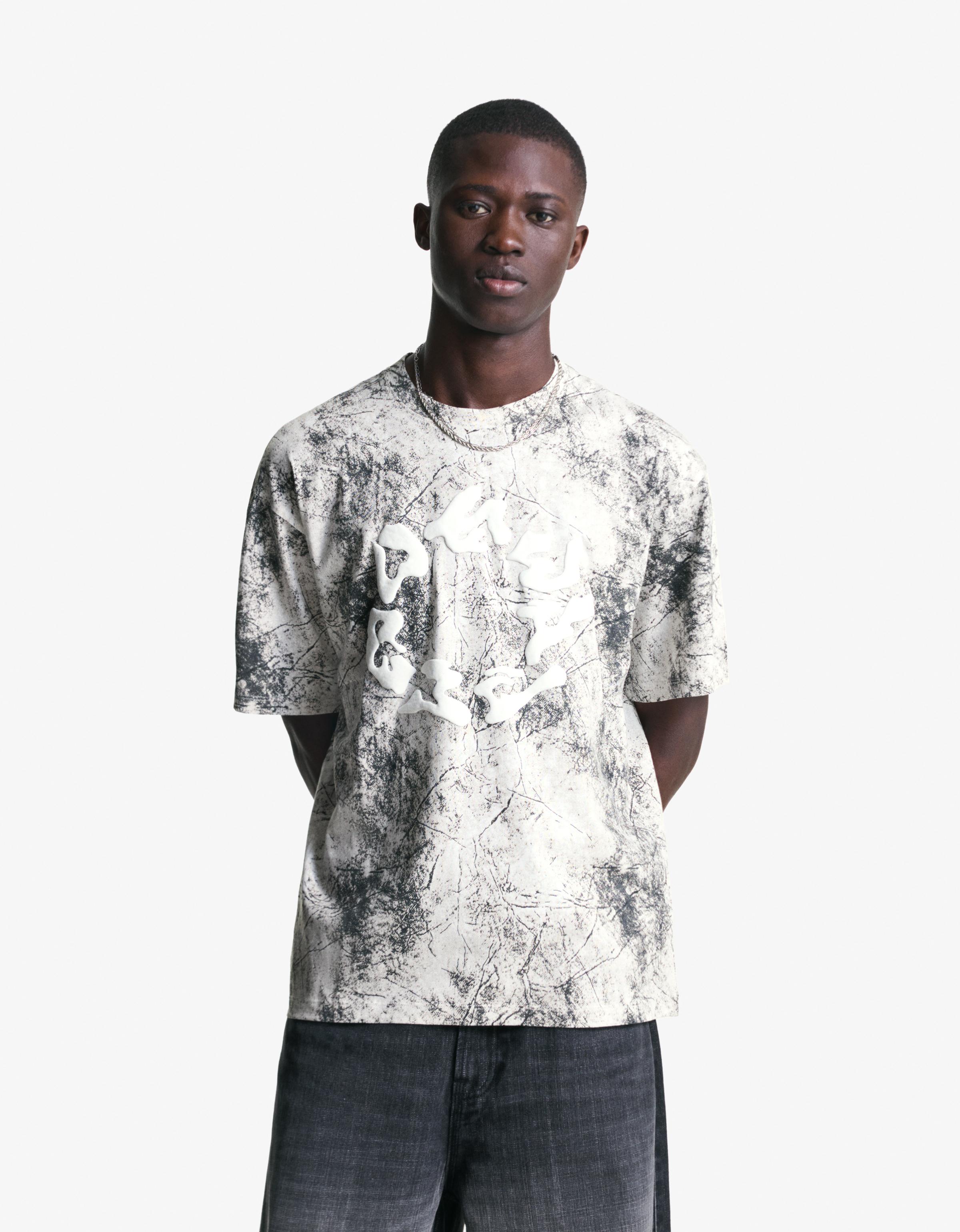 Bershka T-Shirt Mit Kurzen Ärmeln Und Print Herren M Grau