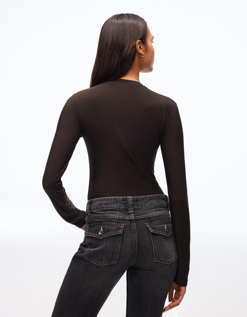 Uzun kollu body-Kahverengi