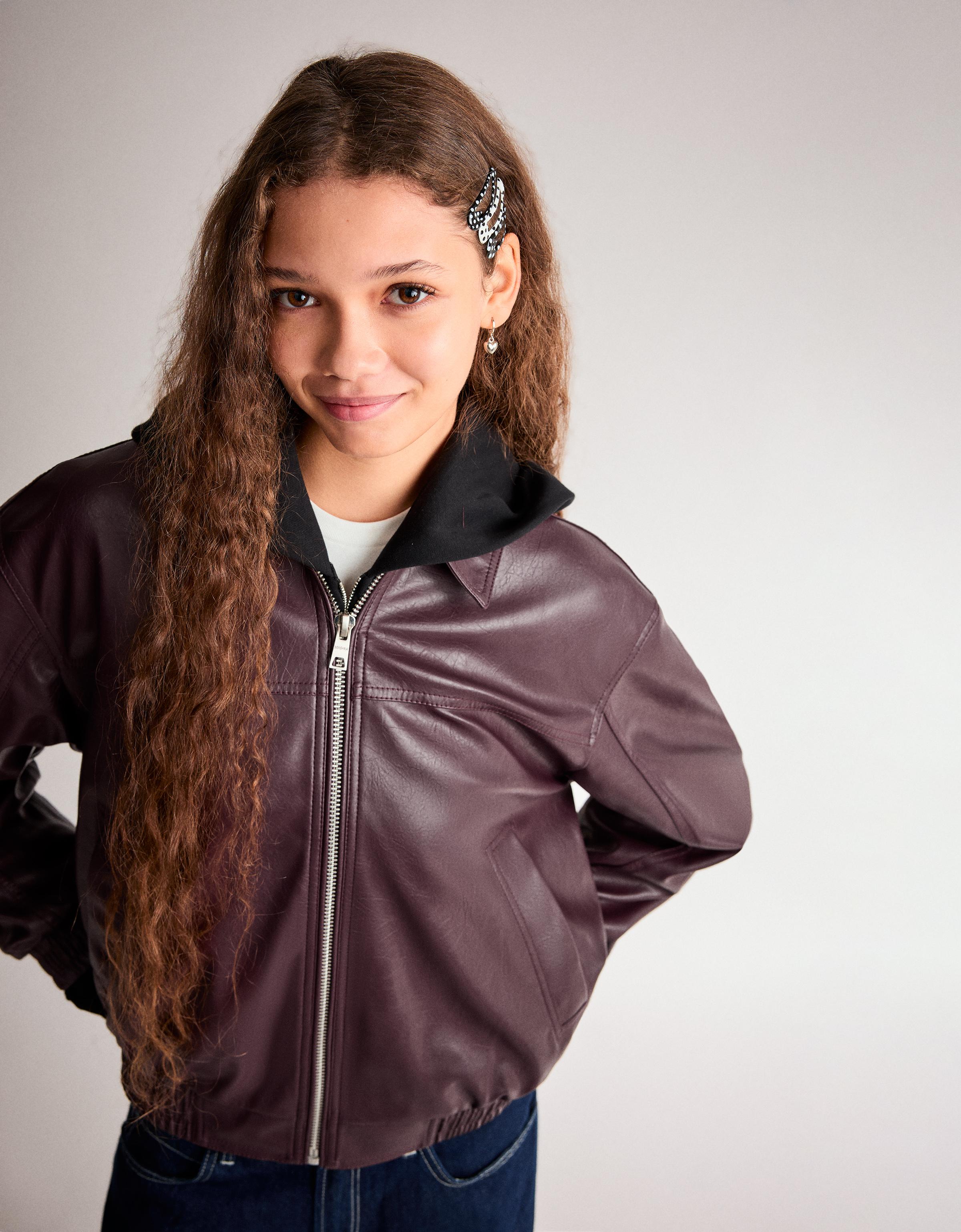 Leather effect jacket — Maroon