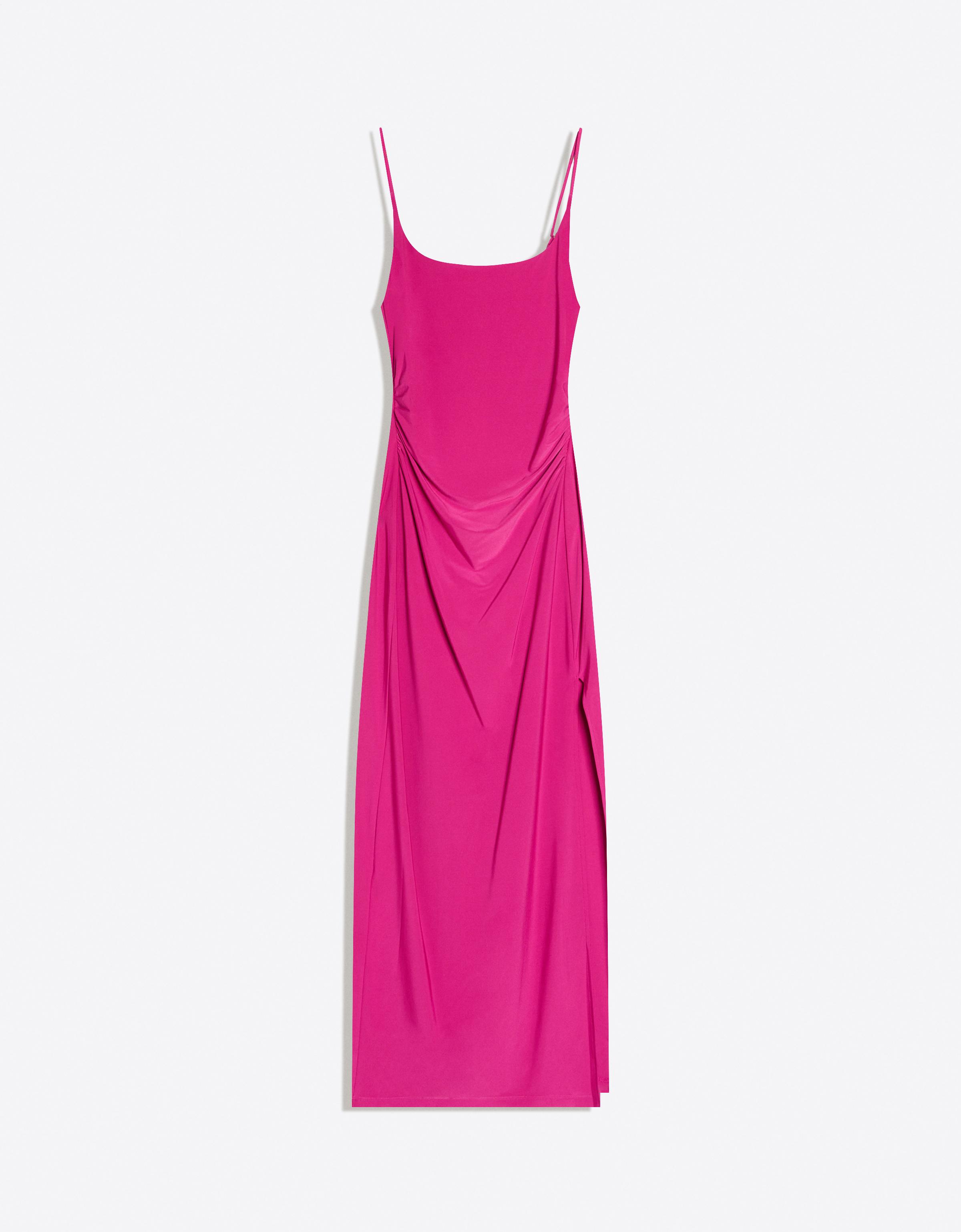 Ruched strap midi dress