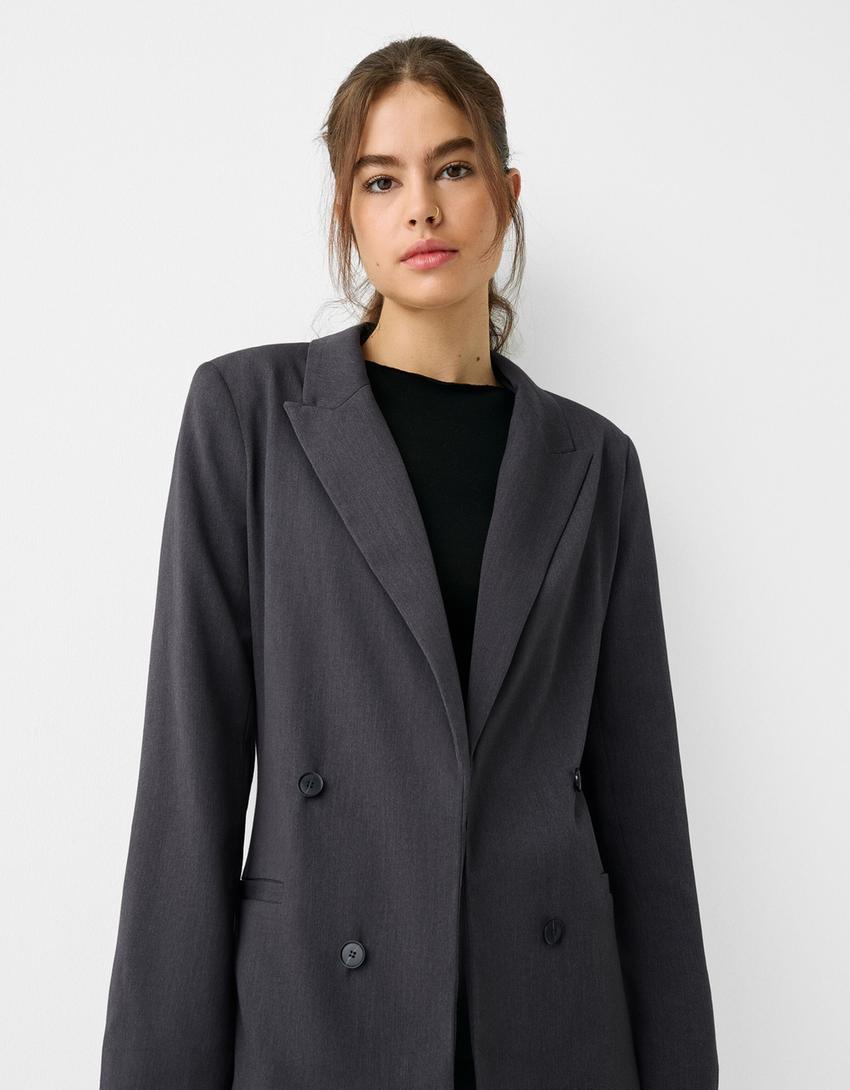 Tailored blazer and short set-Dark grey-3