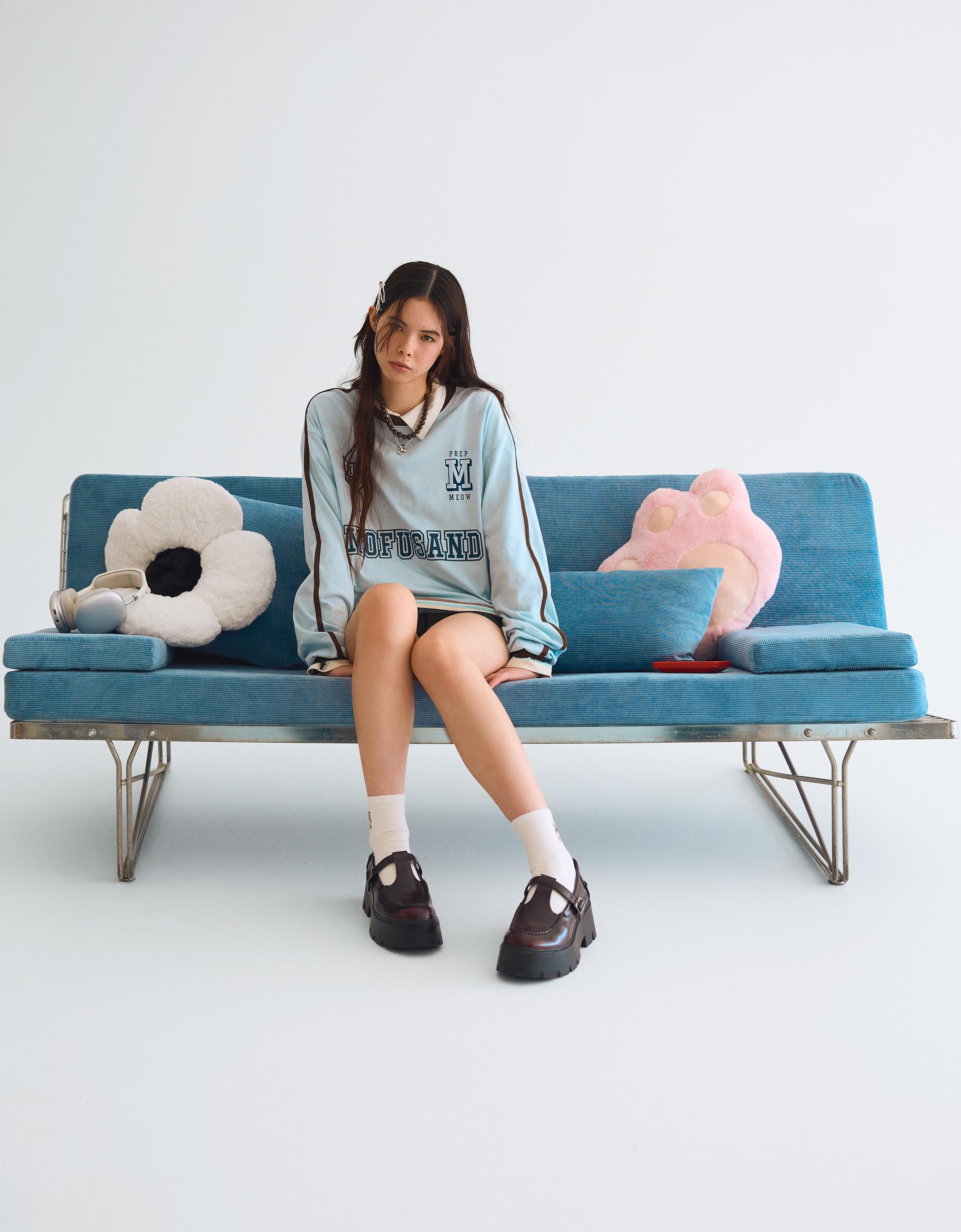 Camiseta Mofusand manga larga print Mujer Bershka