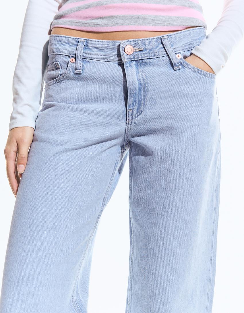 straight fit düşük bel jean-Açık mavi