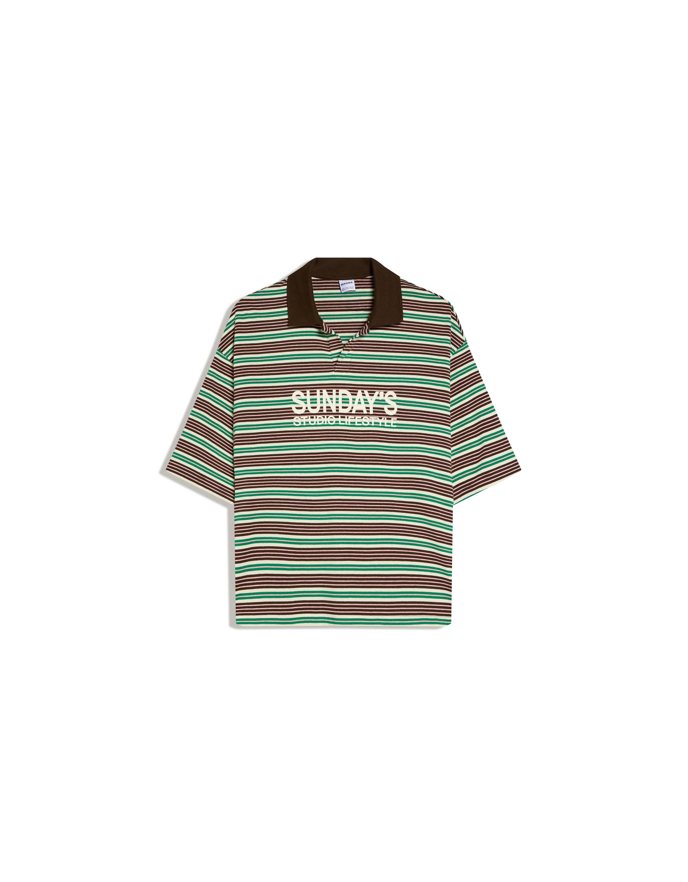 Kısa kollu çizgili işlemeli polo - Görsel 8