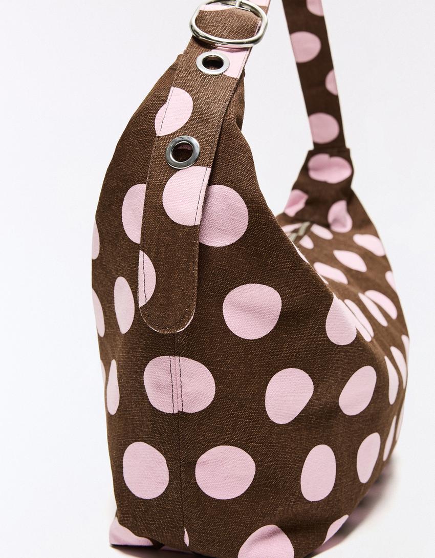 Polka dot bucket bag-Brown