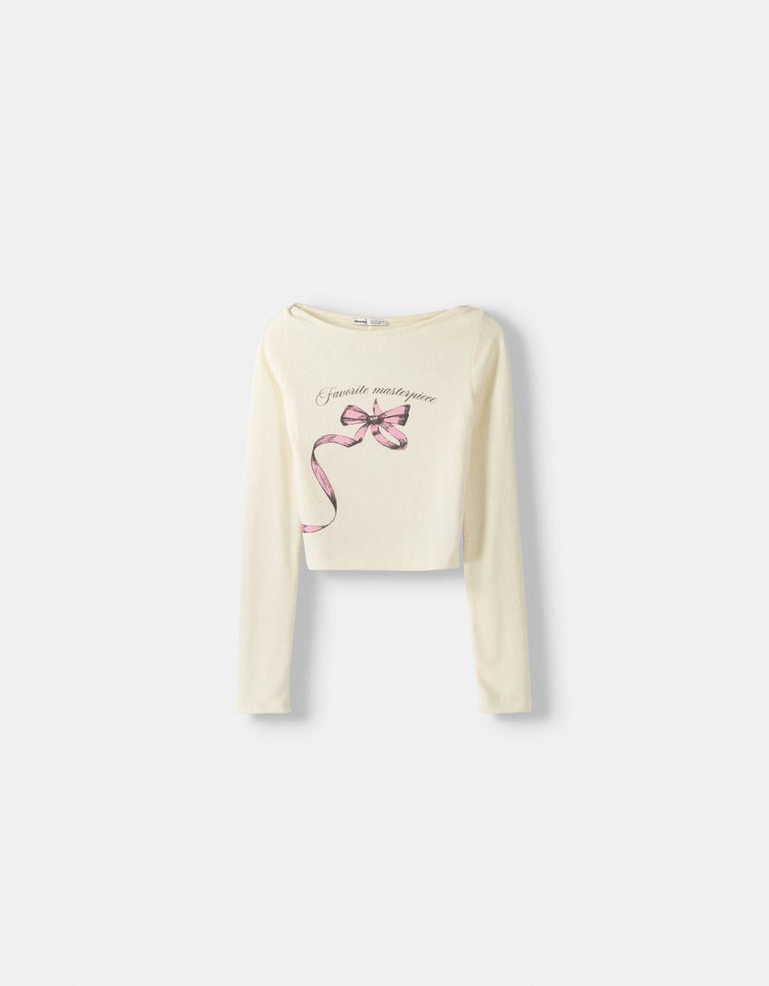 Pull manches longues imprimé-Écru-4