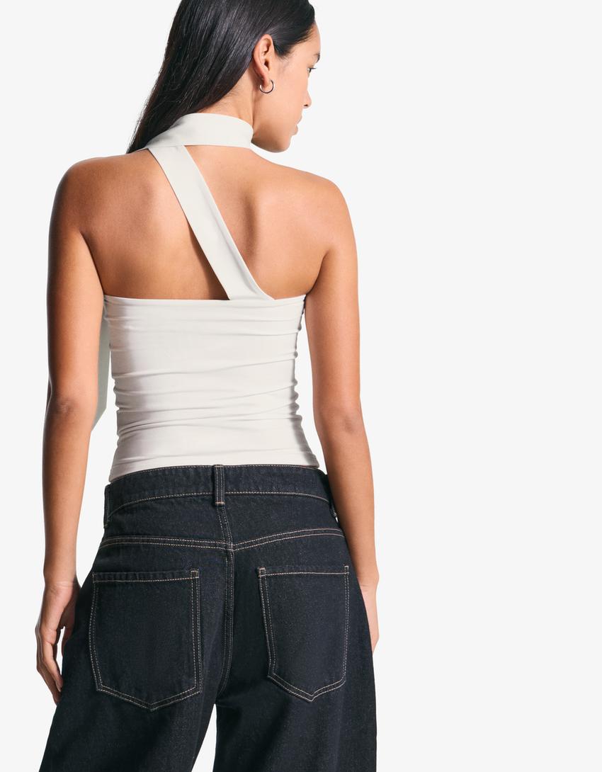 Top bandeau pañuelo-Crudo