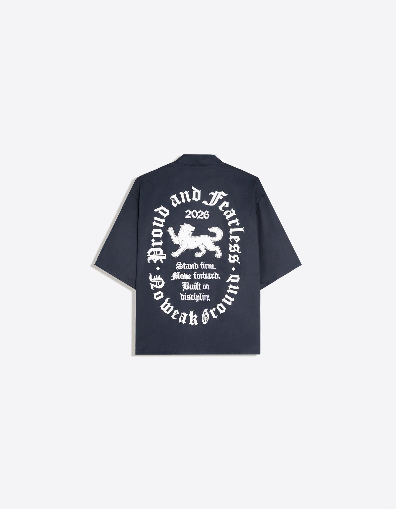 Short sleeve print shirt — Navy