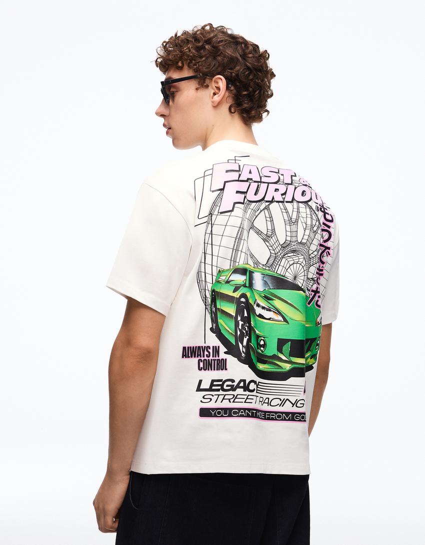 Majica kratkih rukava sa printom Fast & Furious-Bela