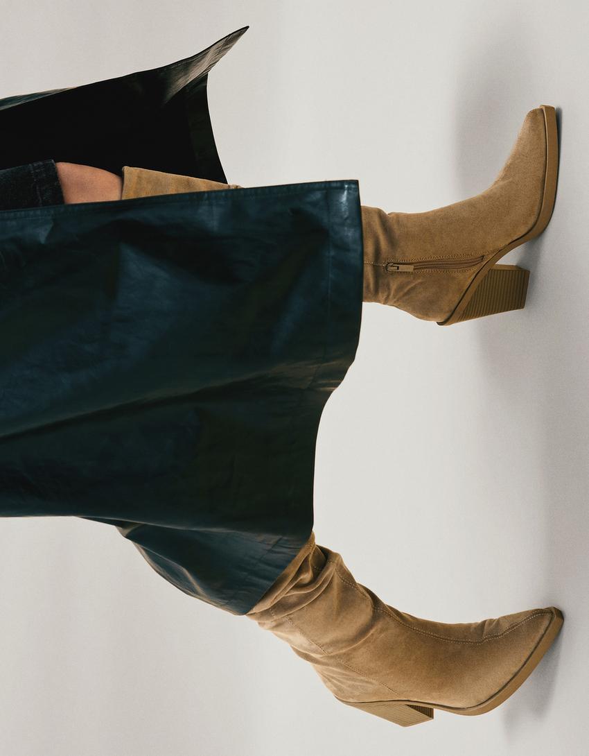 بوت كاوبوي فضفاض بكعب عال-رملي-1