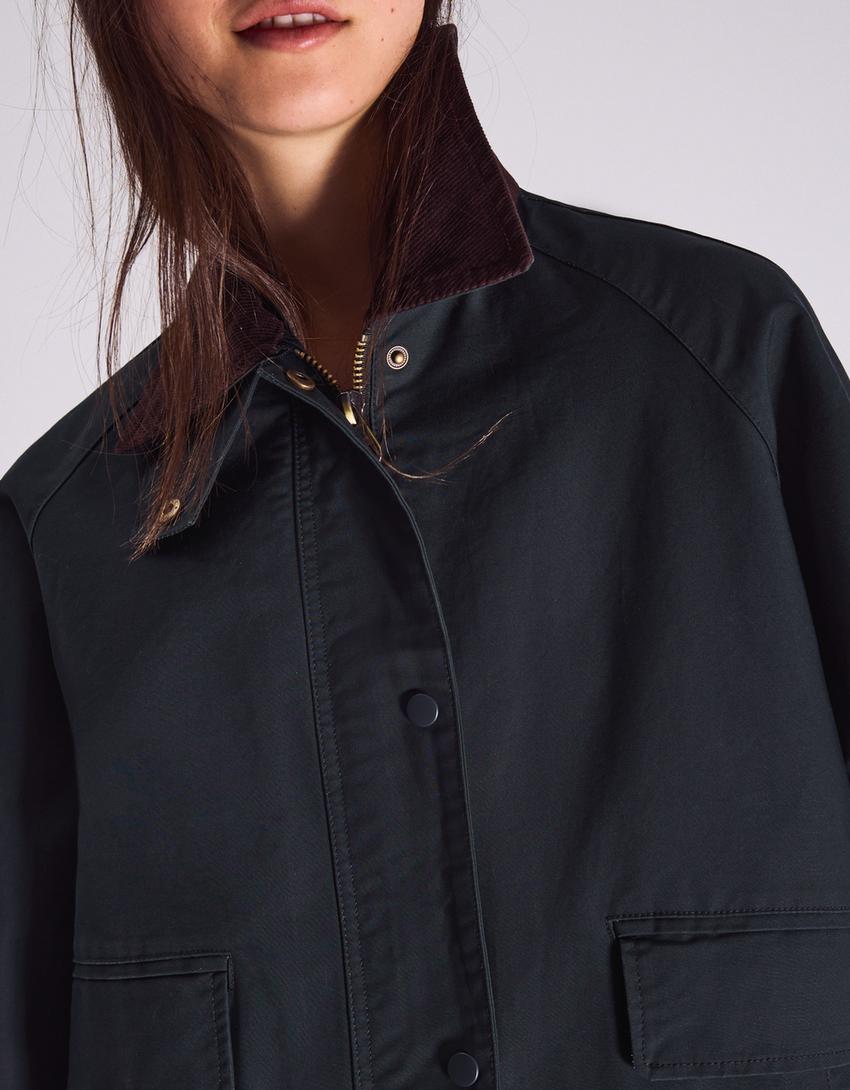 Rubberized corduroy jacket-Green