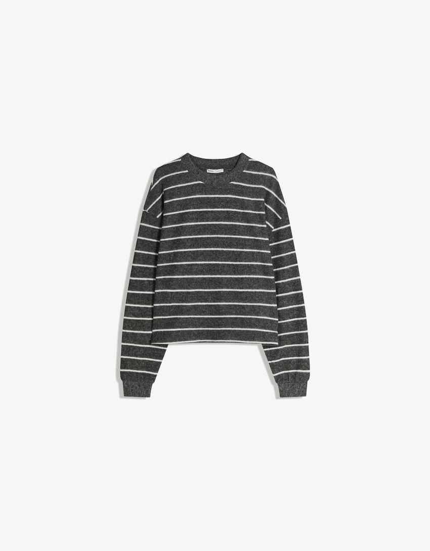 Stripe knit jumper-Grey