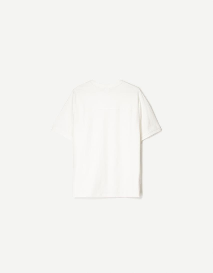 Camiseta manga corta textura-Blanco roto