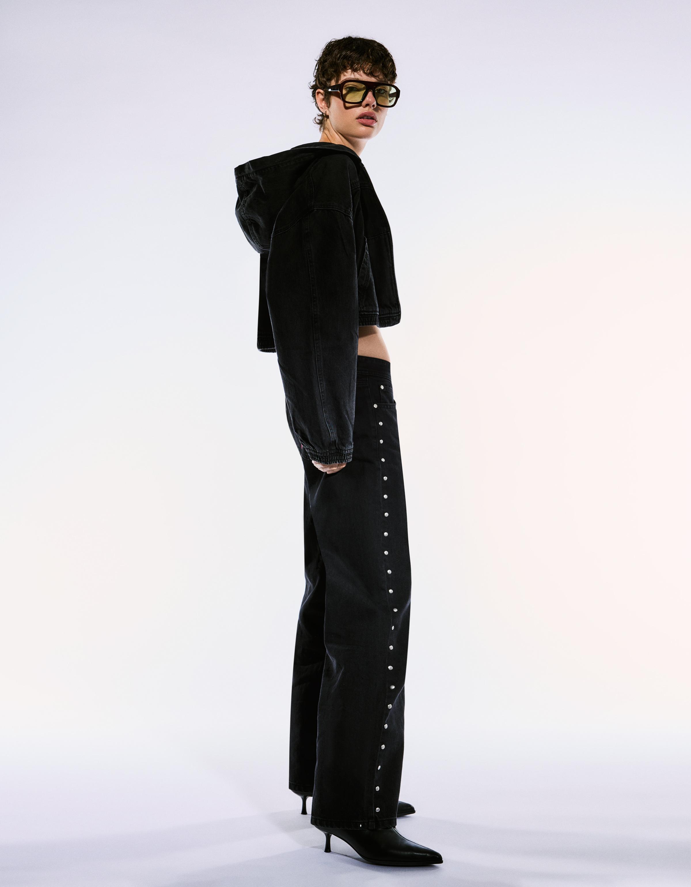 Bershka Baggy Jeans Mit Sternnieten Damen 42 Schwarz