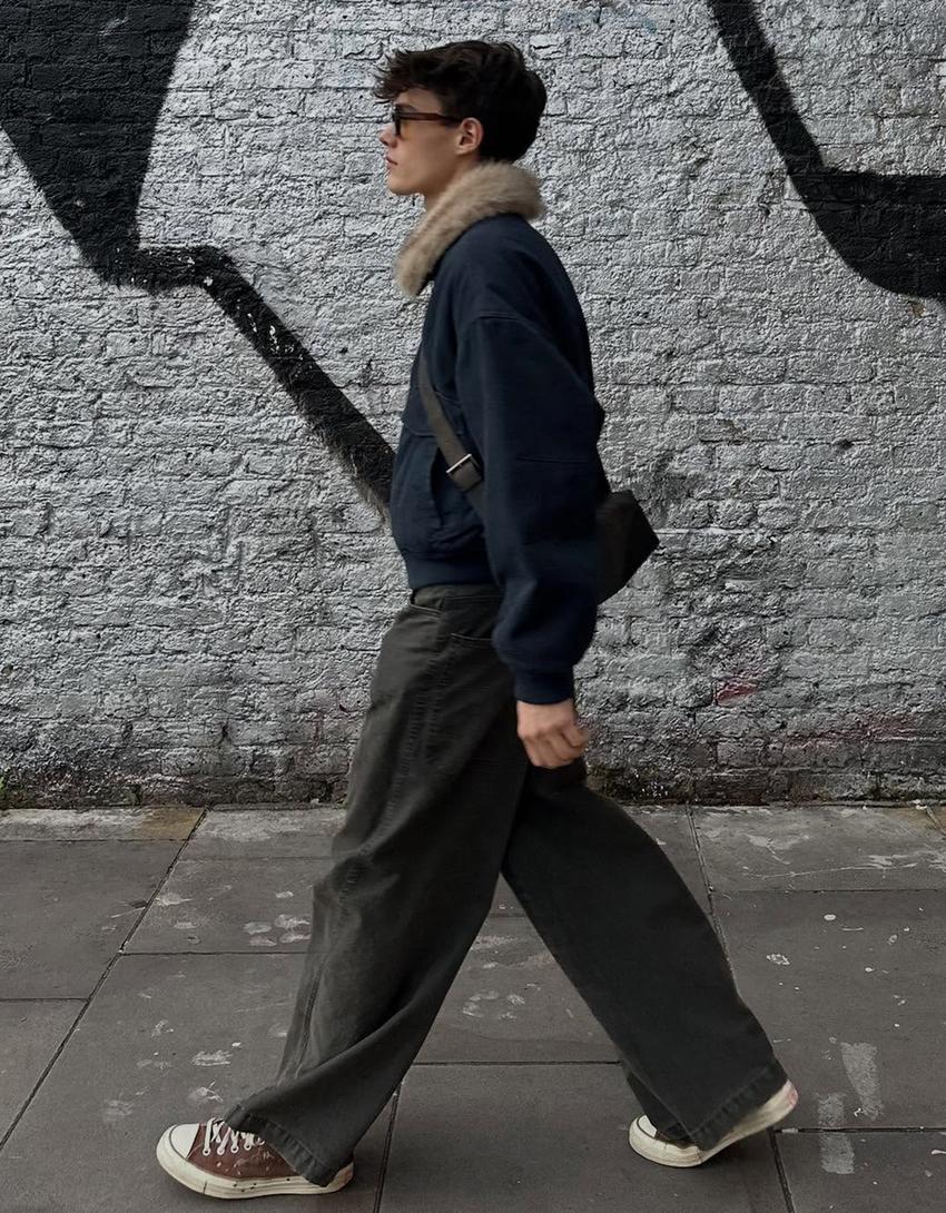 Jacke mit Kunstfellkragen-Marinenblau