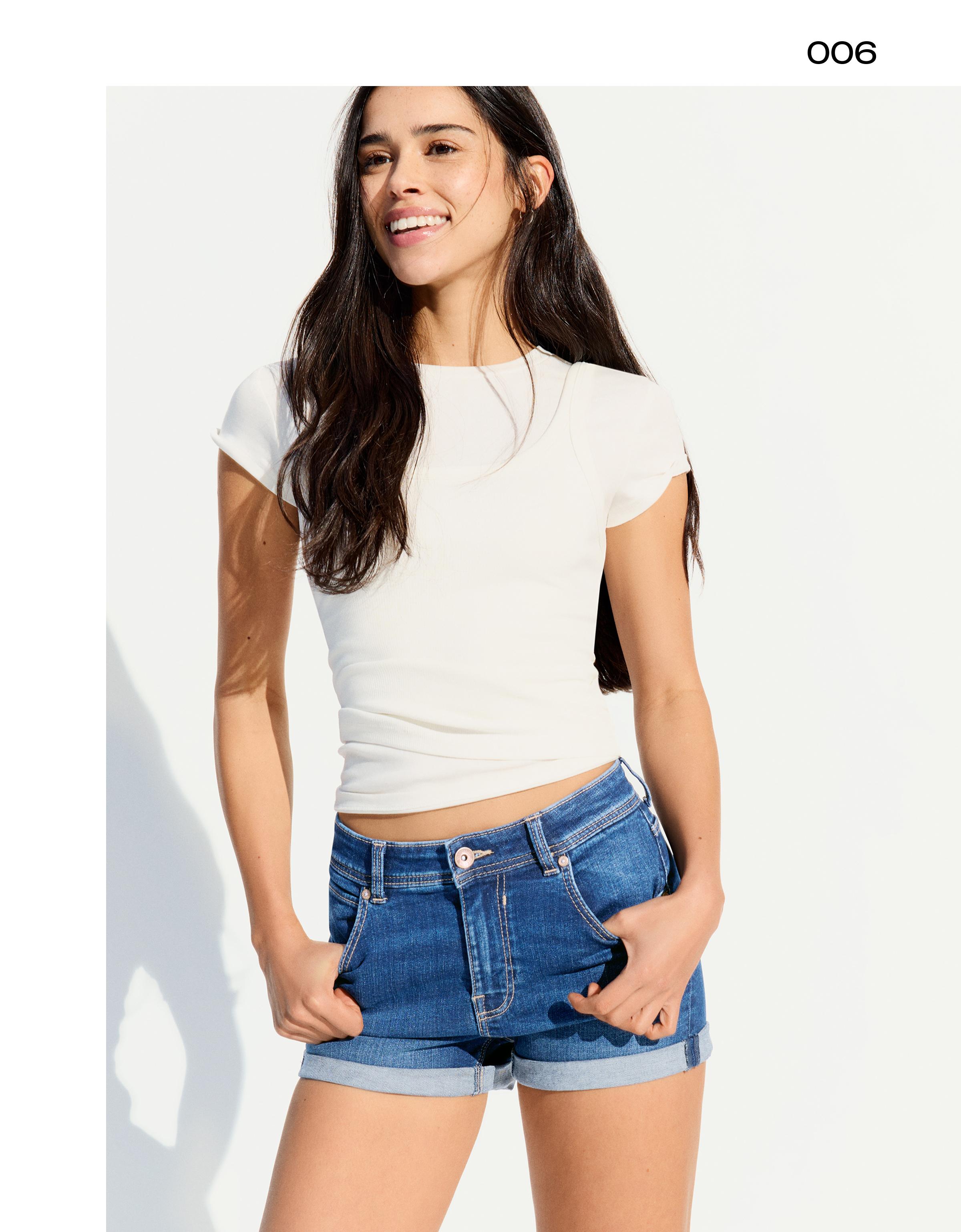 Katlanabilir paçalı denim şort - Görsel 60