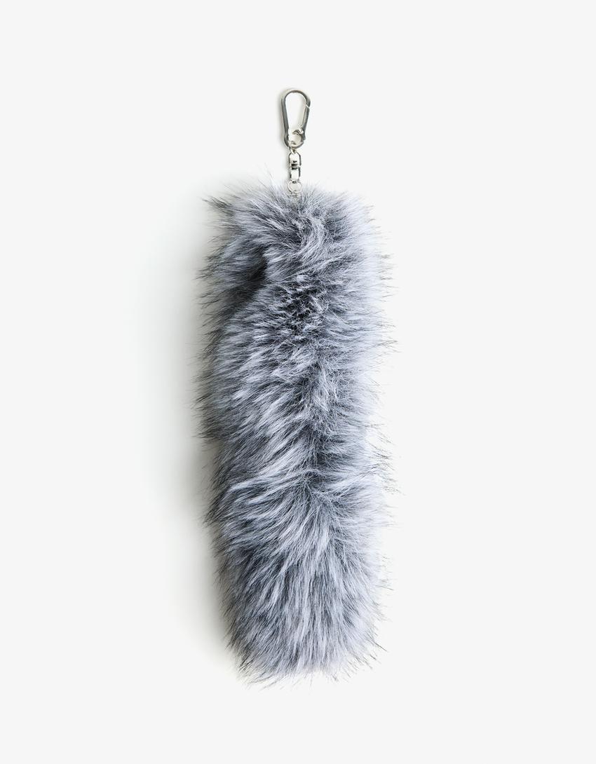 Porte-clés fourrure-Gris foncé