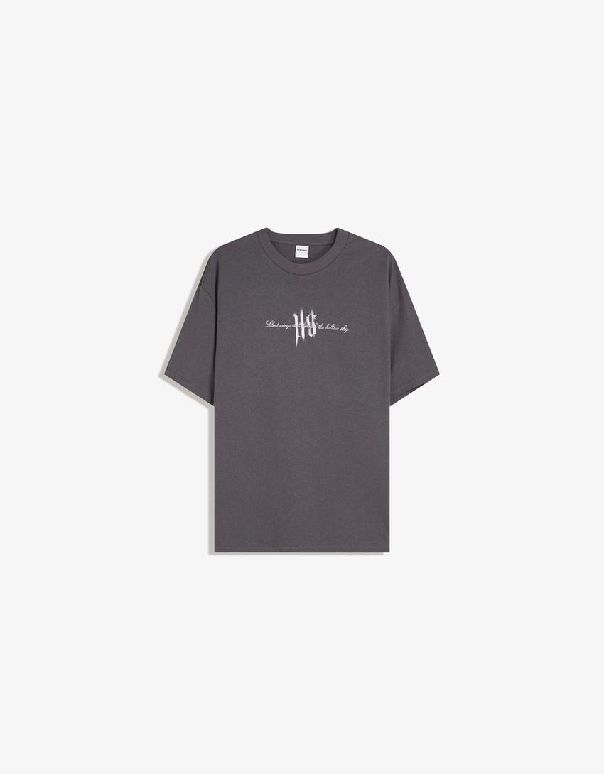 Short sleeve T-shirt with print-Grey-4