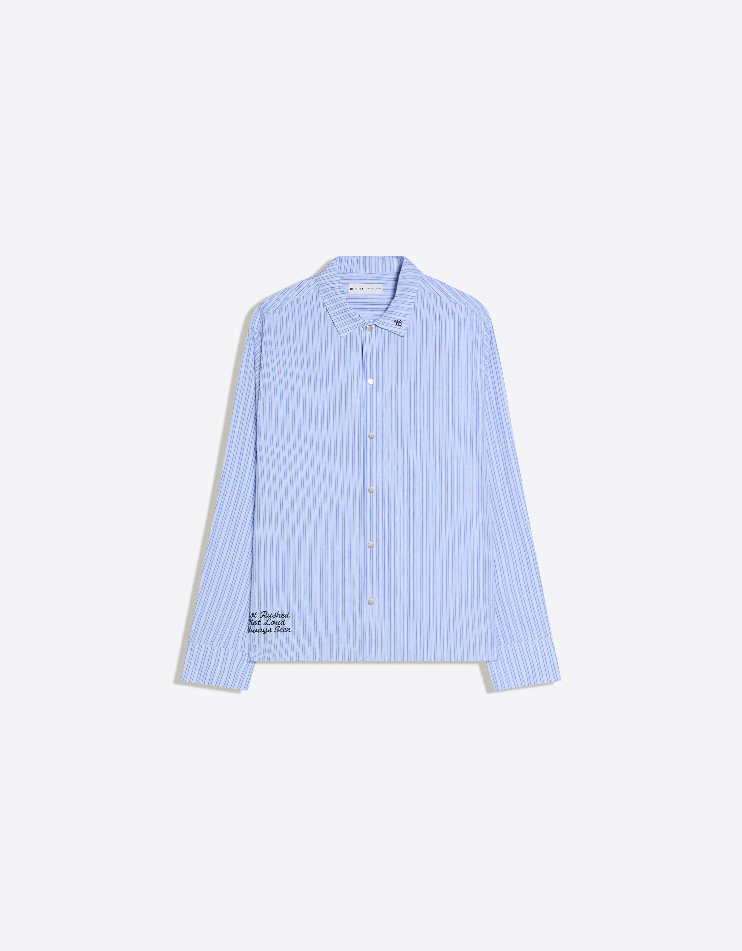 Uzun kollu nakışlı boxy fit gömlek - Görsel 7