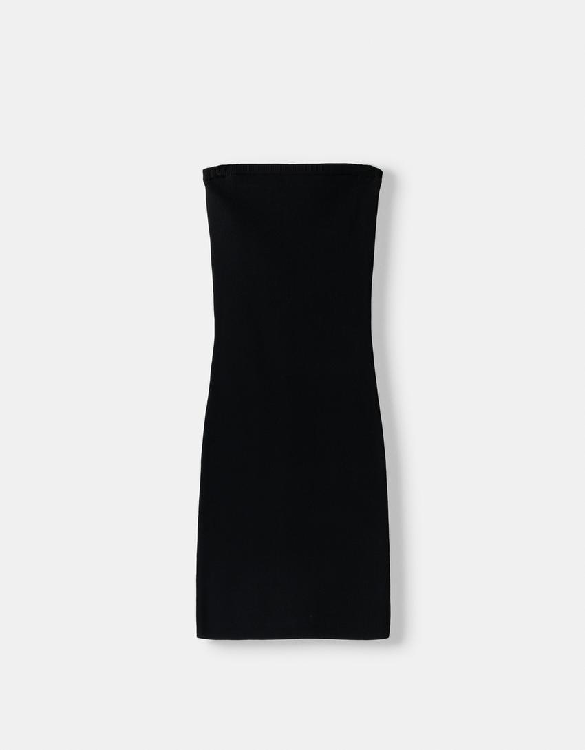 فستان قصير بأكتاف مكشوفة-أسود-5