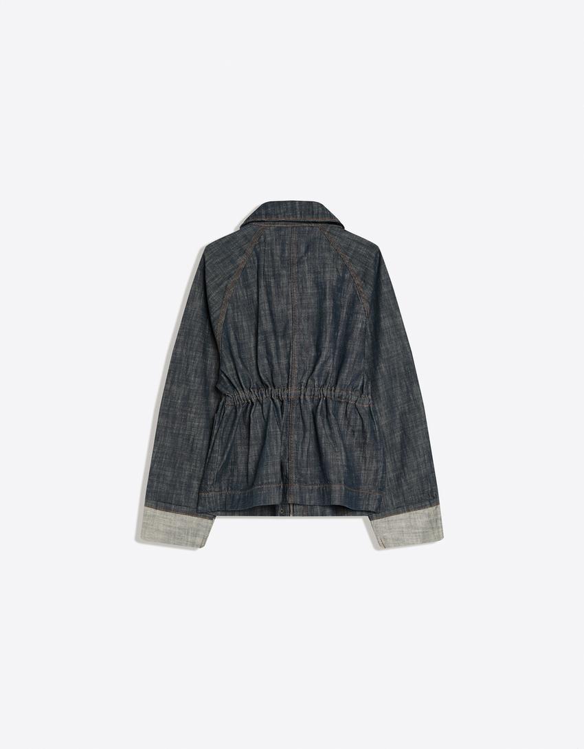Cazadora denim oversize textura-Azul