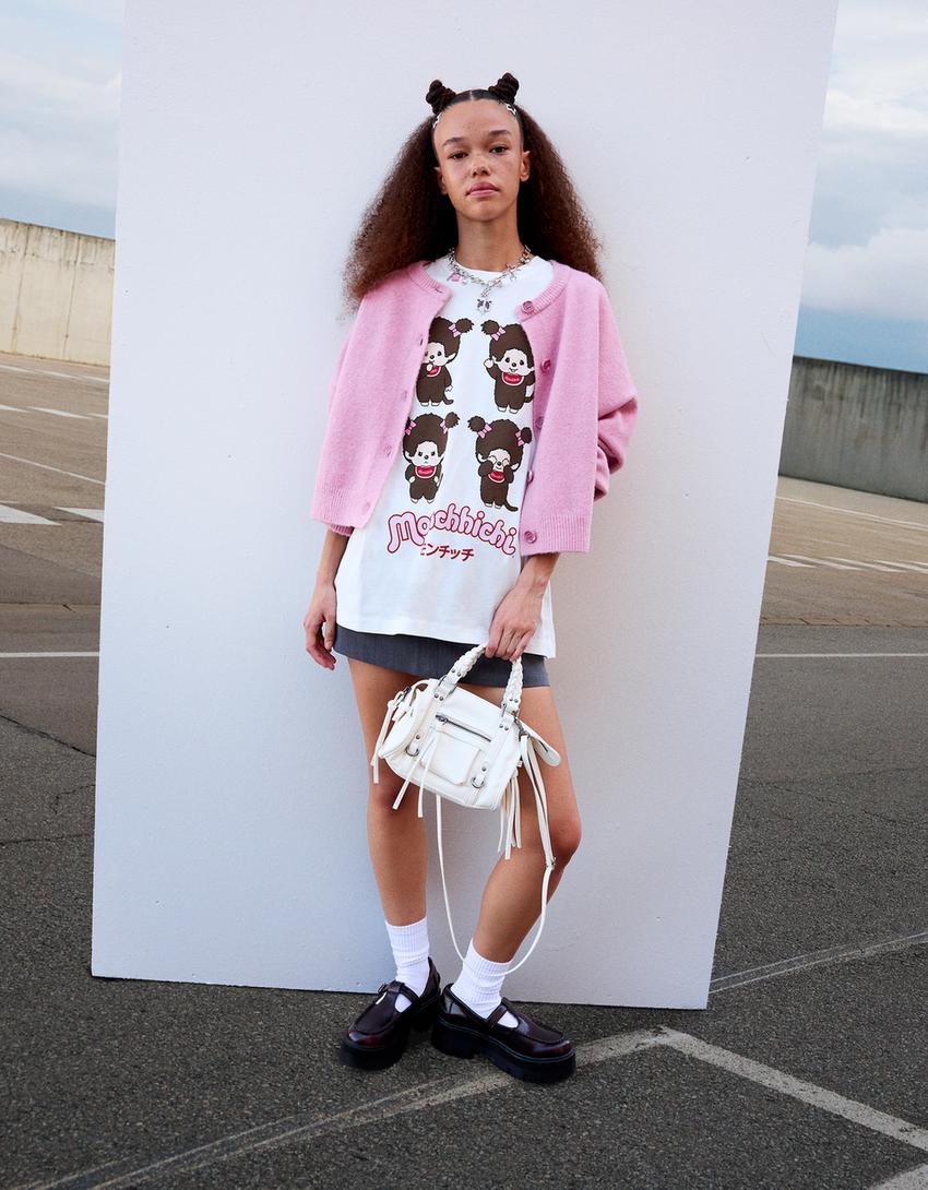Short-sleeve Monchhichi print T-shirt-Off white