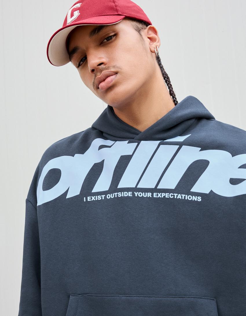 Printed hoodie-Blue